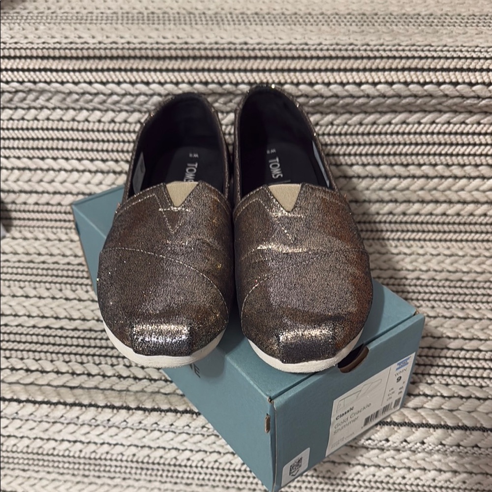 TOMS Gold Crackle Shimmer Shoes